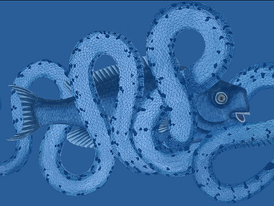 BLUE blue collage fish snake