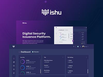 ISHU - Digital Security Issuance Platform blockchain dashboard digital plaform finance tokens ui ux web app