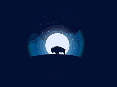 buffalo moonlight design illustration