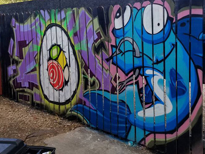 Zod Fish character graffiti mural spray paint