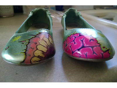 Zombie Flats custom paint custom shoes hand painted one shot