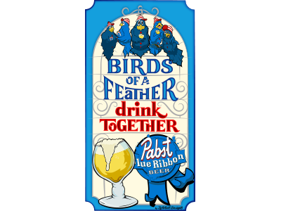 Pbr Birds Of A Feather Bar Sign