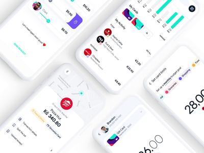 Digital Wallet animation app application card clay fintech mobile mockup money money transfer payment receipt screens shop shopping social split bill ui ux wallet white