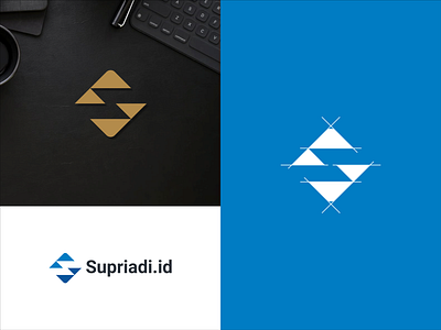 Supriadi.id Logo Design abstract blog blue business design illustration letter logo monogram shape tech vector website