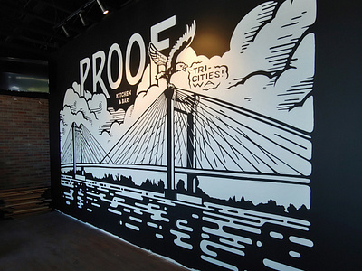 Proof Gastropub 2.0 branding design illustration landscape lettering mural muralist painting restaurant