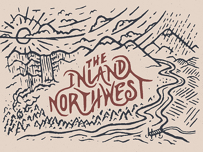 The Inland Northwest design illustration landscape linework typography