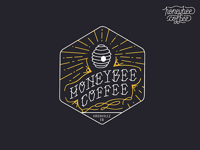 Honeybee Coffee Co. badge design hand lettering illustration lettering line work logo logotype simple type typography