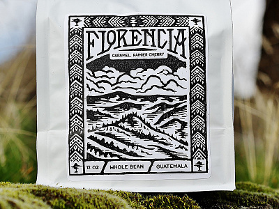 Florencia Label coffee design illustration label logo package packaging pattern printmaking