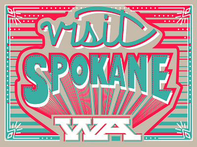 Visit Spokane WA design graphic design illustration postcard travel typography