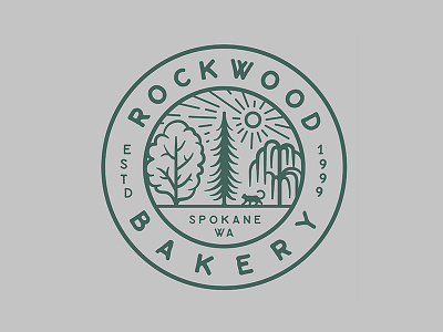 Rockwood Bakery badge branding design illustration landscape logo patch printmaking texture