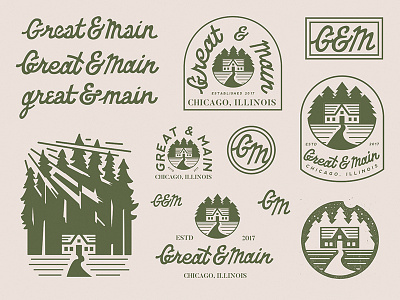 Great & Main badge brand branding hand lettering lettering lockups logo typography