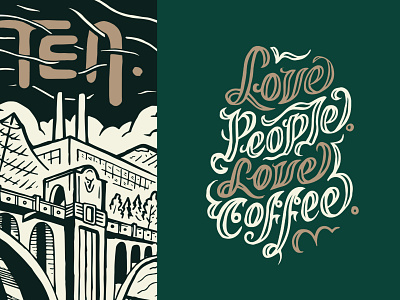 TEN. branding coffee illustration lettering mural packaging type typography