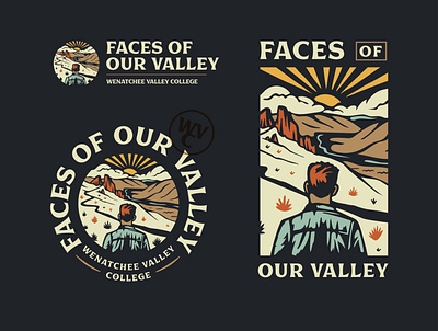 Valleyface badge branding branding design college color font illustration landscape merch