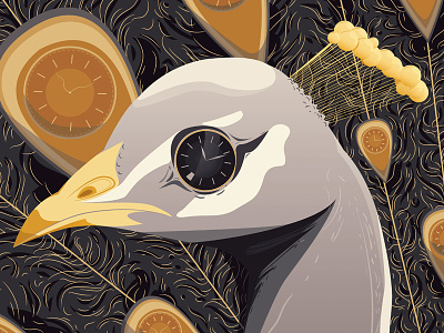 The Divine Timekeeper birds design graphics illustration peacock time vector watched