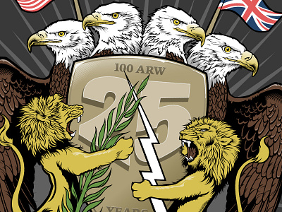 100 ARWShield eagles emblem illustration lions patch shield uk usa vectors