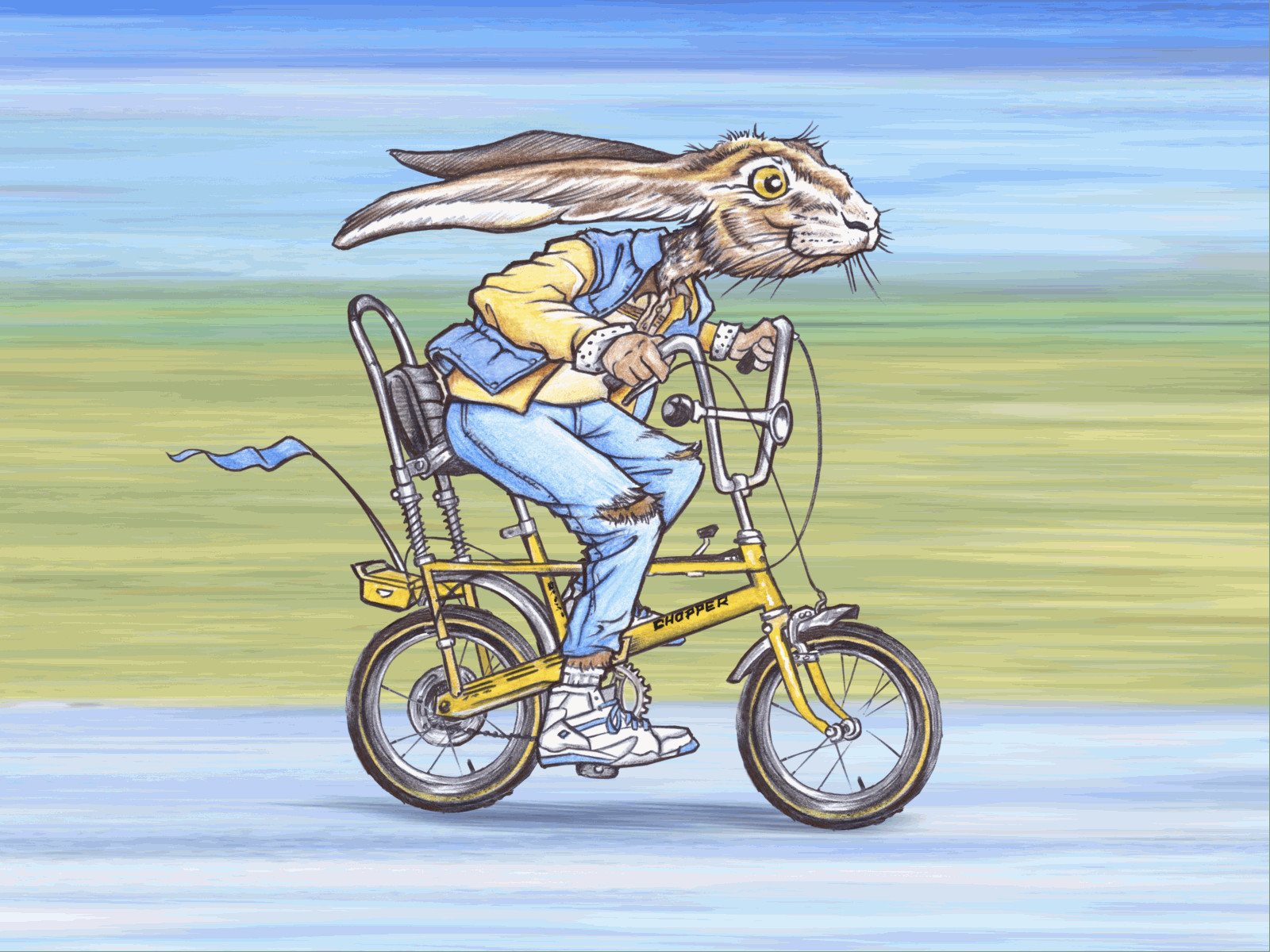 Always in a Rush animation bicycle bike character chopper gif hare illustration pencil procreate rabbit