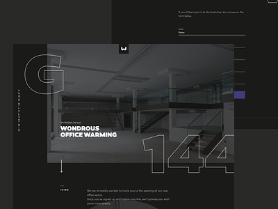 Office Warming Event – Landing Page concept landing page motion officer party rsvp ui warming web design