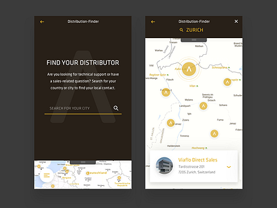 Distribution Finder app interactive map mobile responsive search shop store finder ui user interface ux