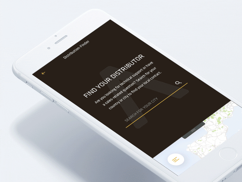 Distribution Finder app card finder interactive map mobile responsive search store ui user interface ux
