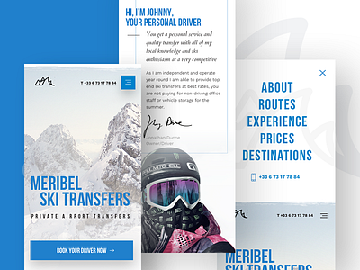 Meribel Ski Transfers – Mobile Views app booking mobile mountains ski snow snowboard sports taxi transfers web design winter