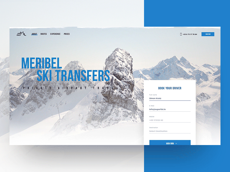 Meribel Ski Transfers – Motion animation app booking mobile motion mountains ski snow snowboard taxi transfers web design