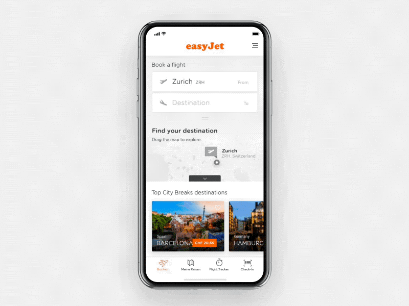 easyJet Mobile App – Redesign Concept – Motion airline airplane app booking concept easyjet flight mobile product redesign travel