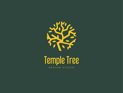 Temple Tree branding circle design studio graphic design label logo design logomark temple tree tree yellow