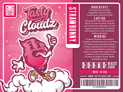 Tasty Cloudz branding character design illustration label design logo design packaging design tasty vape. eliquid