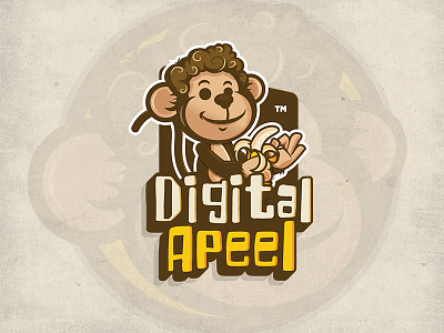 Digital Apeel banana brand branding character design cool monkey illustrations illustrator logo design mascot design monkey venezuela