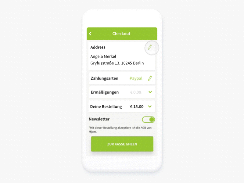 Simple add/edit address on checkout check out delivery design material ui mjam ui ux