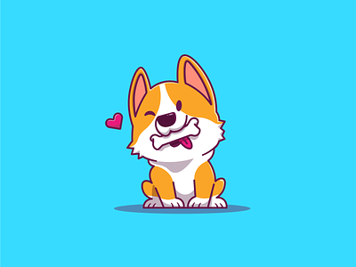 Lovely Cute Dog adorable animal character corgy cute dog heart icon illustration love pet valentine