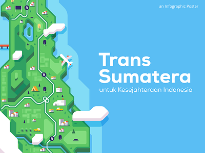 Trans Sumatera Highway Infographic 2d adobe illustrator design flat style illustration indonesia infographic island map place poster sea vector