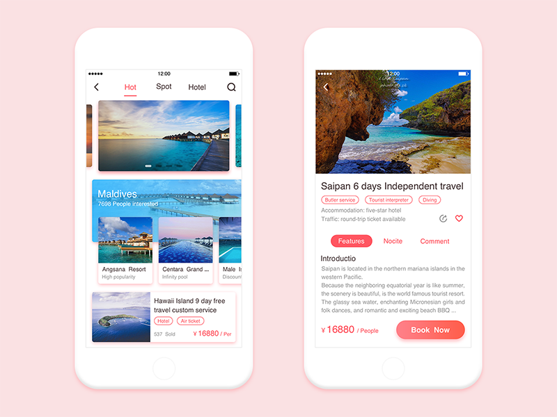 Travel app interface by Jerry_W on Dribbble