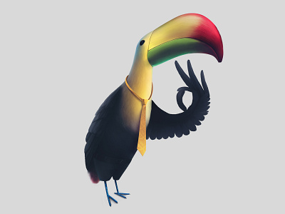 bird 2d art 2d character bird character character design characterdesign tie wacom wacom intuos