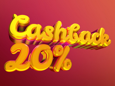 Cashback type 3d 3dtype branding chash illustration maya red type art typedesign wacom wacom intuos