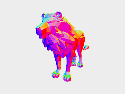 lion 3d lion lowpoly maya