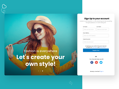 Sign up design screen