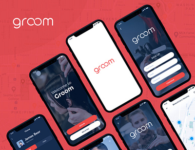 Groom App Mockup branding design logo mobile app design ui ux web