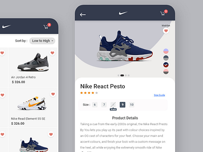 Nike App-Redesign app application nike shoes shoes
