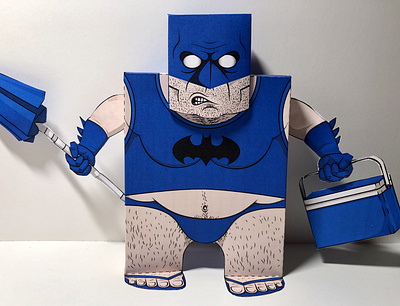 Batman in Benidorm batman beach comic design illustrator packaging papertoy satirical vector