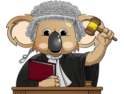Judge koala cartoon comic illustration insurance judge koala vector