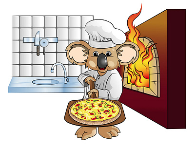 Pizza koala graphic design illustration insurance koala pizza vector