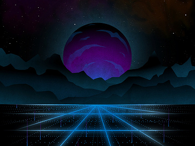 Outrun 2 1980 80s landscape outrun planet retrowave space surreal