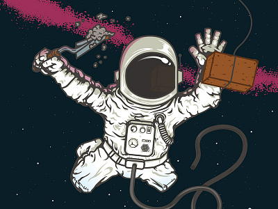 Space worker cover illustration magazine nirvana space vector