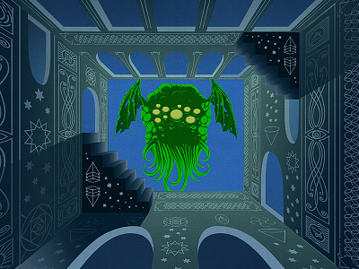 Cthulhu is rising! cthulhu elder escher geometry illustration necronomicon occult octopus rlyeh tentacles underwater vector