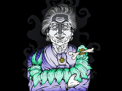 Hellish granny dark grandmother granny hell hellish illustration occult satan vector