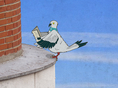 The wildlife of the city cartoon humor illustration photoshop pigeon satirical vector
