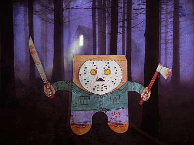 Jason paper toy design fridaythe13th handmade horror movie jason voorhees paper craft papertoy terror
