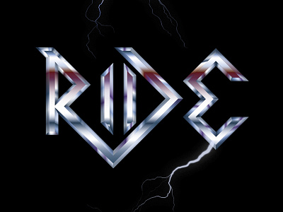 Ride free 80s 80s style biker chrome lettering lightning metal retro retrowave ride rock typogaphy