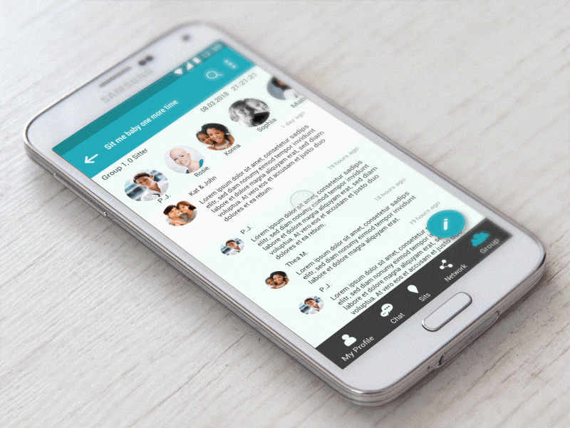 SitEinander group message prototype siteinander ui ux